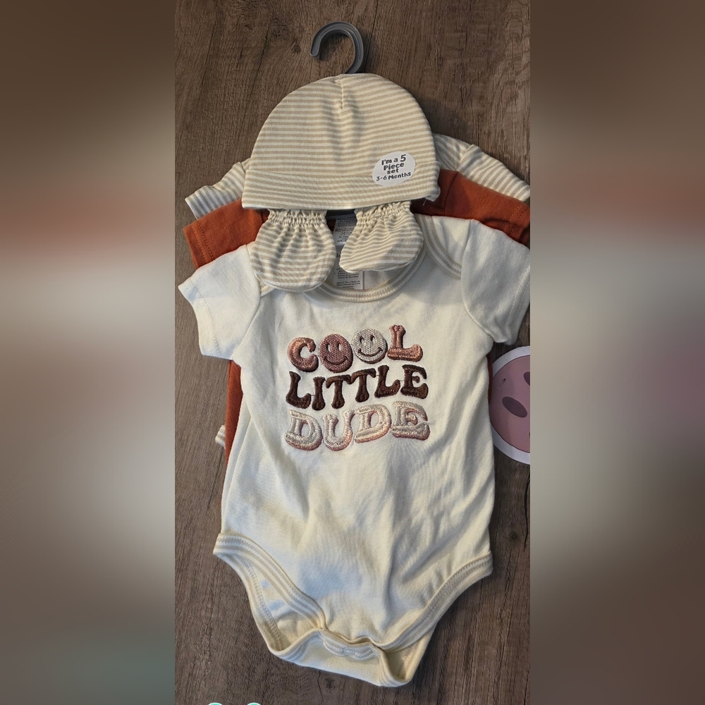 Cool Little Dude White and Brown Onesie